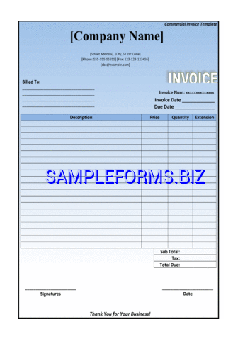 Commercial Invoice Template docx pdf free